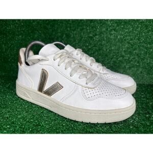 VEJA V-10 Low Top Sneakers White Platine Metallic Women’s US 7 EU 38